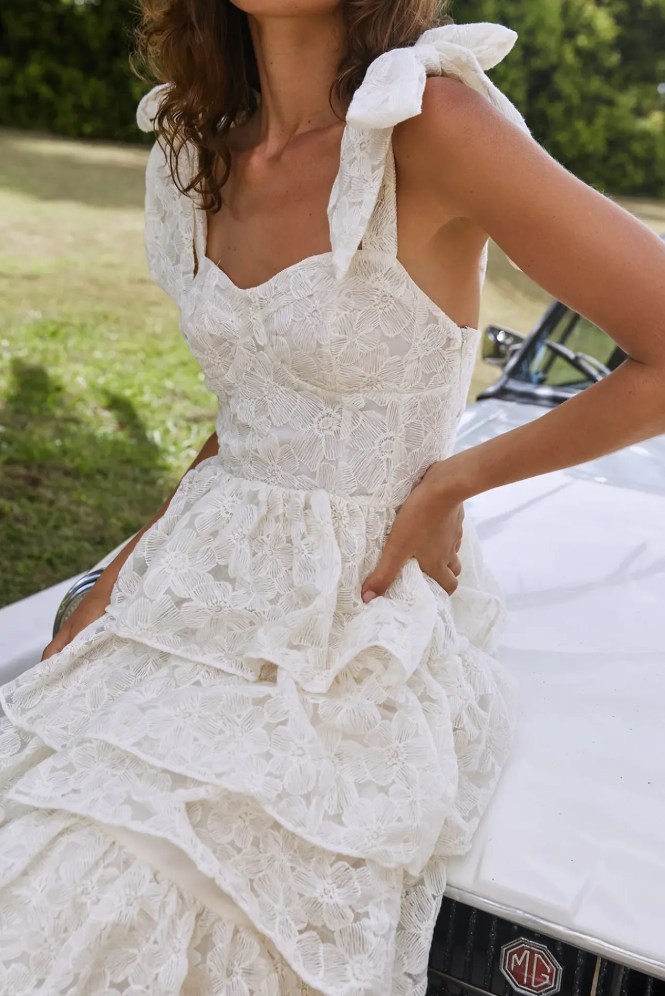 Mediterranean Muse Tiered Midi Dress Ivory