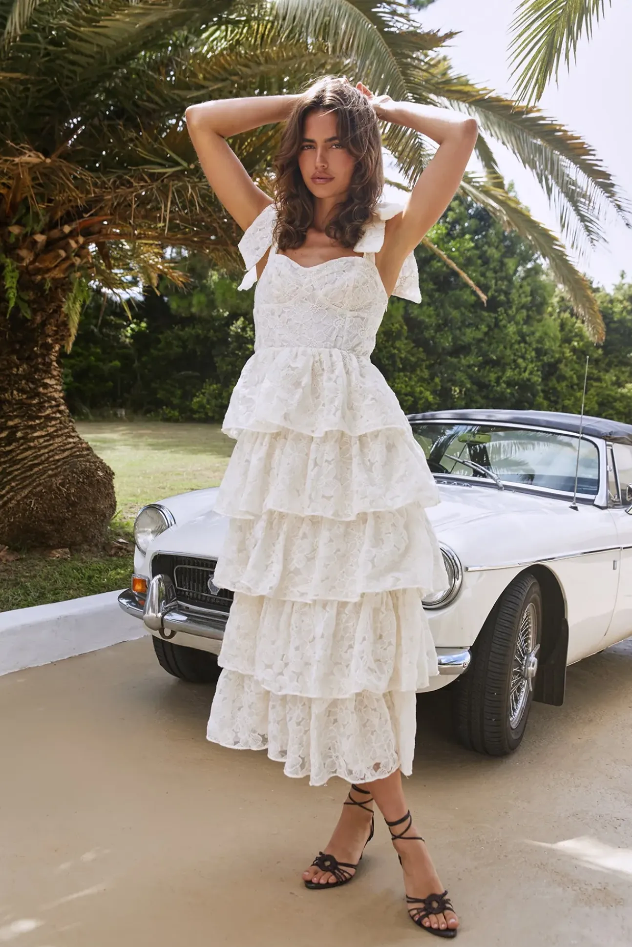 Mediterranean Muse Tiered Midi Dress Ivory