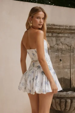 Michaella Bubble Hem Mini Dress Blue