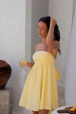 Midnight Charm Mini Dress Yellow