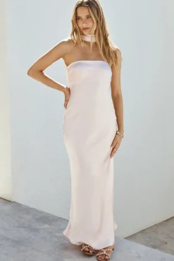 Midnight Moment Strapless Maxi Dress Pink