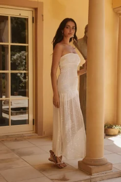Midnight Radiance Dress Strapless Dress Cream