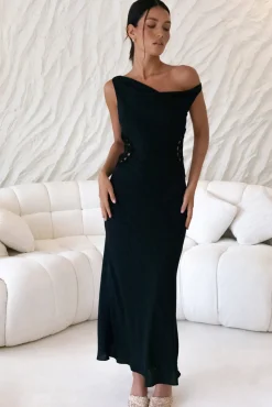 Moonlight Dancer Off Shoulder Maxi Dress Black