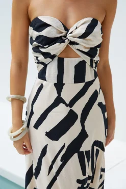 Moonlit Escape Strapless Midi Dress Multi