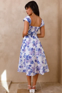 Moon Orchids Midi Dress Blue