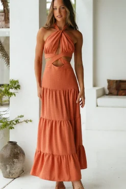 Morning Dew Maxi Dress Rust