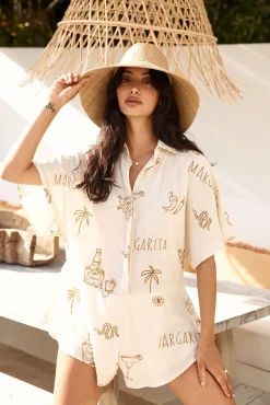 Muy Caliente Romper Beige