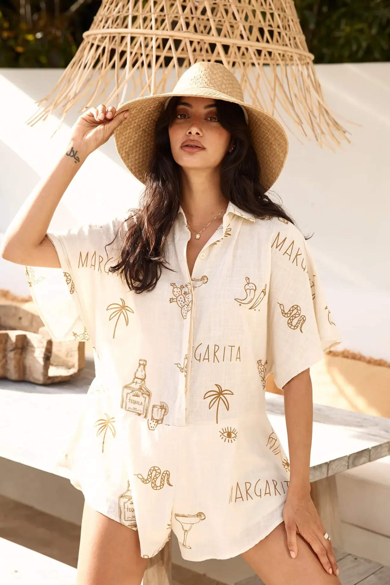 Muy Caliente Romper Beige