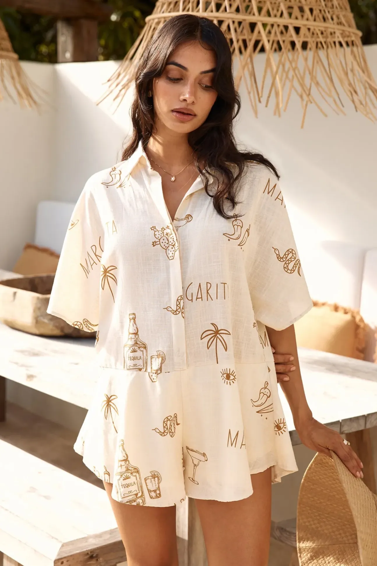 Muy Caliente Romper Beige