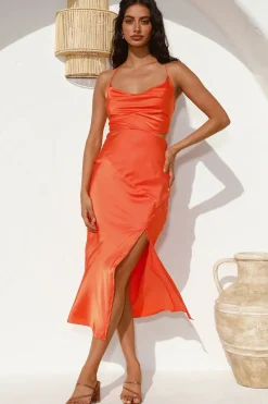 Mystery Lady Midi Dress Orange