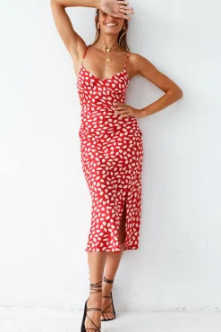 Next Flight Home Midi Dress Red