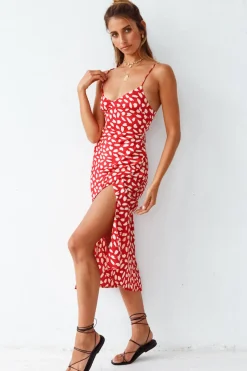 Next Flight Home Midi Dress Red