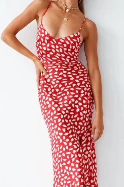 Next Flight Home Midi Dress Red