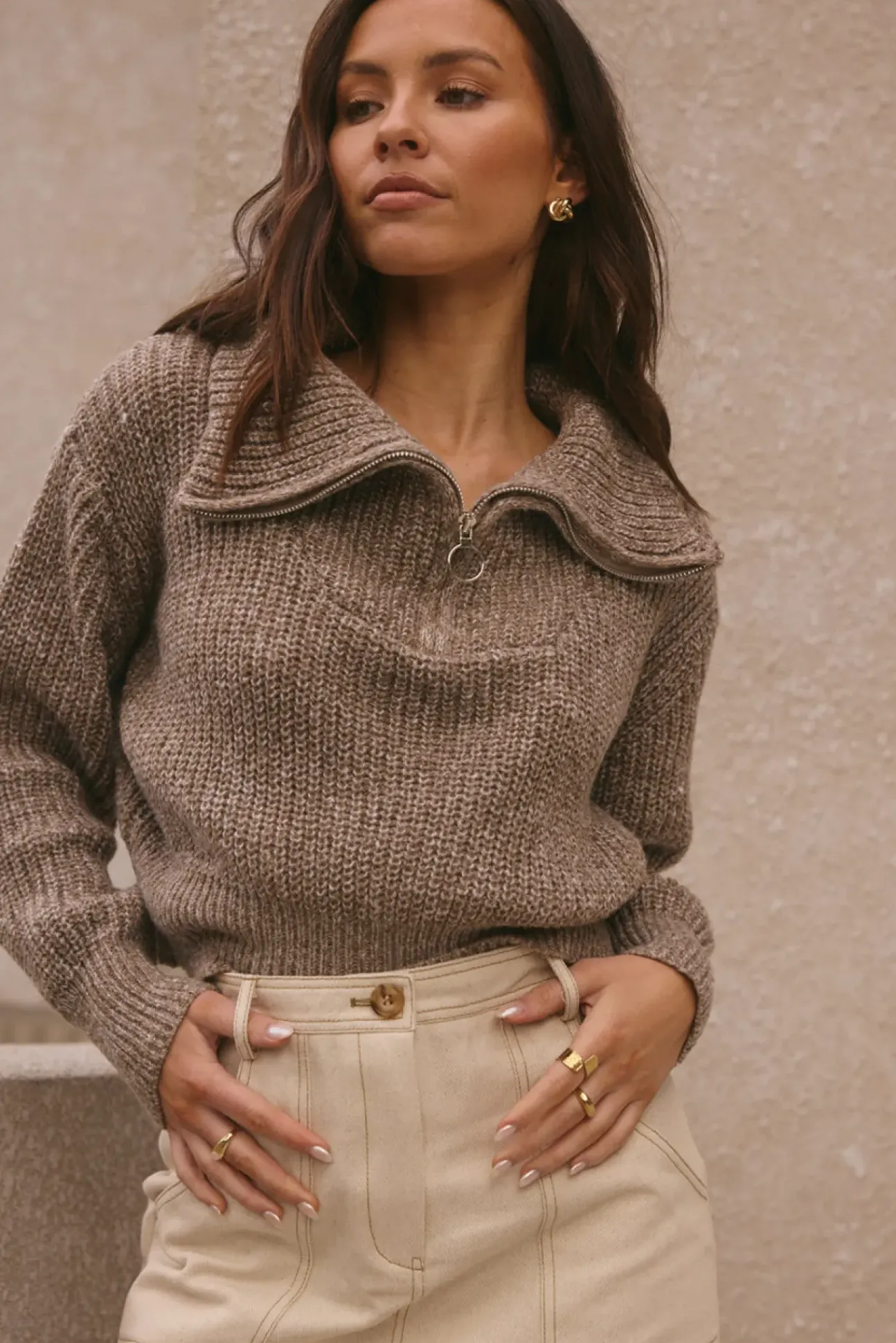 Noelle Knit Jumper Brown