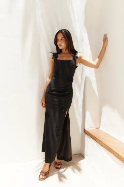 Noir Blossom Maxi Dress Black