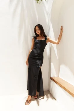 Noir Blossom Maxi Dress Black