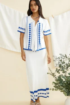 Nothing Left Behind Maxi Skirt Blue