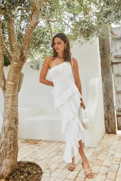 Ocean Melody Midi Dress White