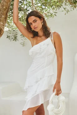 Ocean Melody Midi Dress White