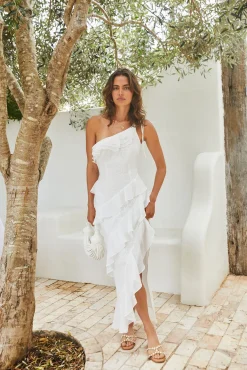 Ocean Melody Midi Dress White