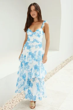 Ocean Mist Midi Dress Blue