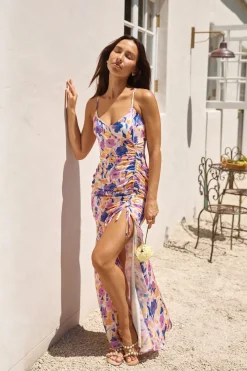 On Your Wishlist Satin Maxi Dress Multi