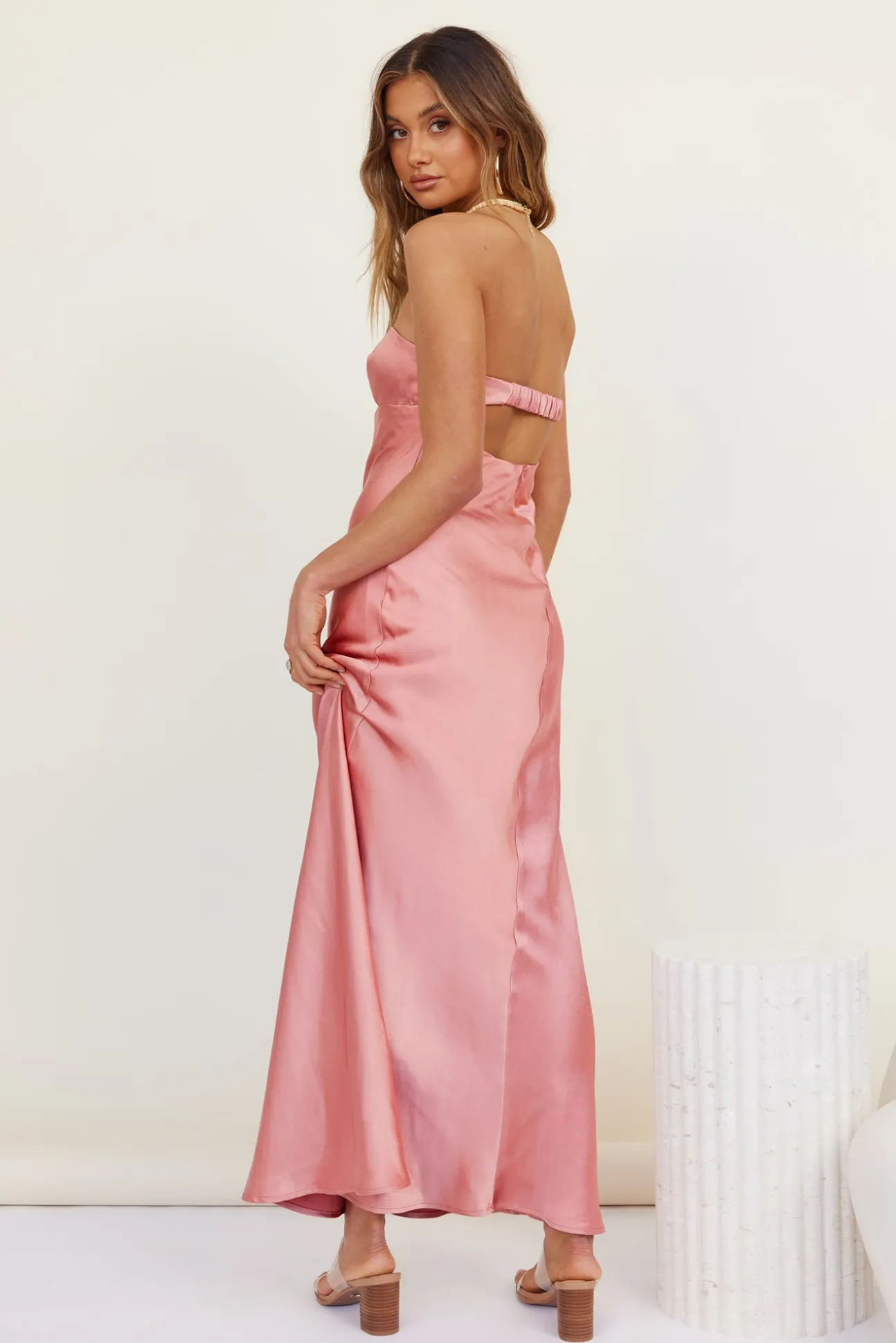 Open Hearts Maxi Dress Pink