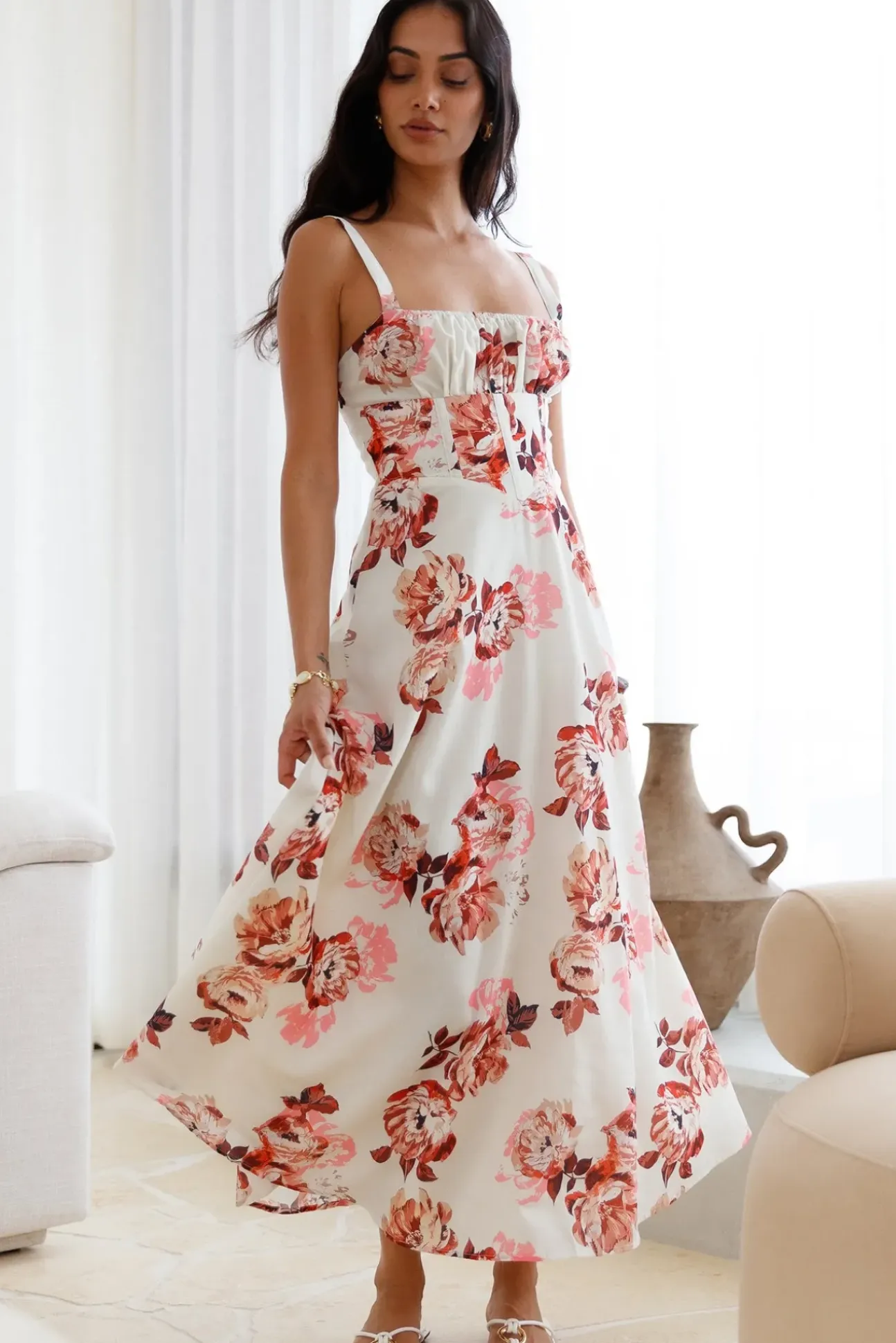 Palermo Mornings Midi Dress Cream