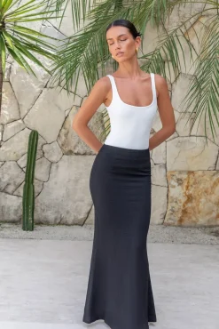 Palm Tree Paradise Maxi Skirt Black
