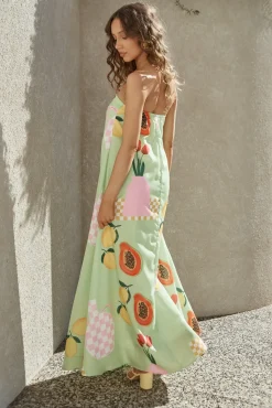 Patio Dining Strapless Maxi Dress Green