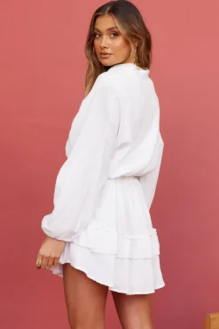 Peach Sunsets Dress White