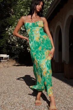 Peony Pillow Maxi Dress Green