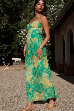 Peony Pillow Maxi Dress Green