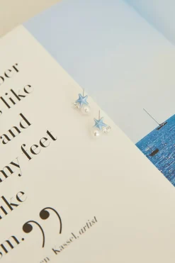 Petite Starfish Earrings Blue
