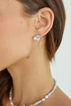 Petite Starfish Earrings Blue