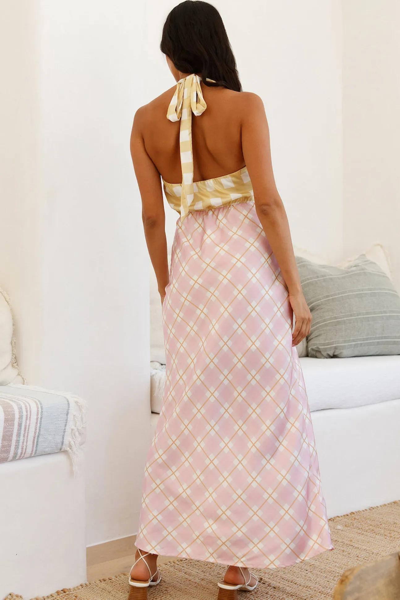 Picnic Date Satin Maxi Dress Pink