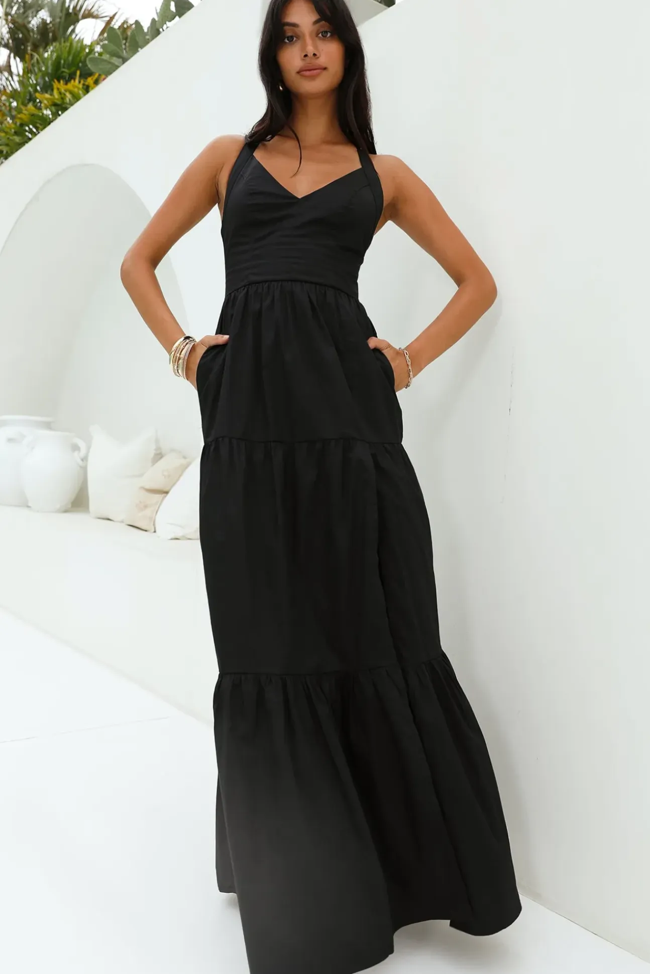 Polished Beauty Maxi Dress Black