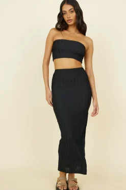 Poolside Adventure Maxi Skirt Black