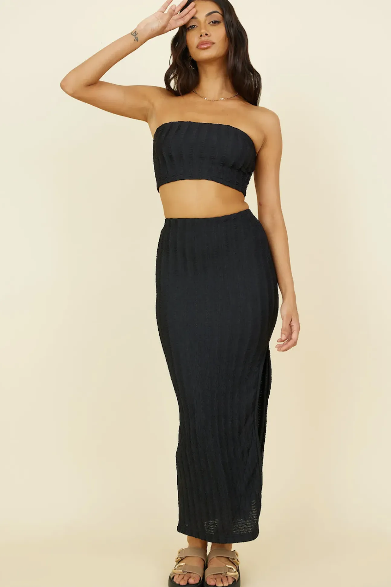 Poolside Adventure Maxi Skirt Black