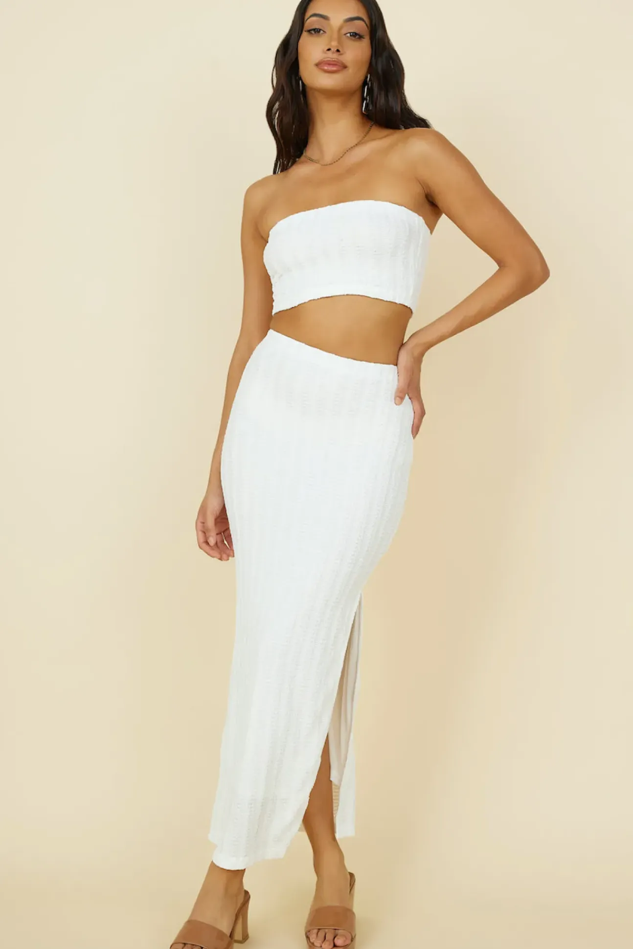 Poolside Adventure Maxi Skirt White