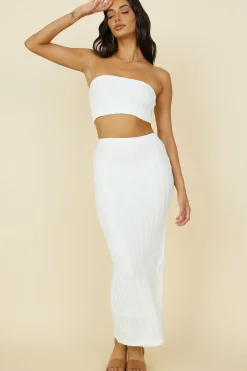 Poolside Adventure Maxi Skirt White
