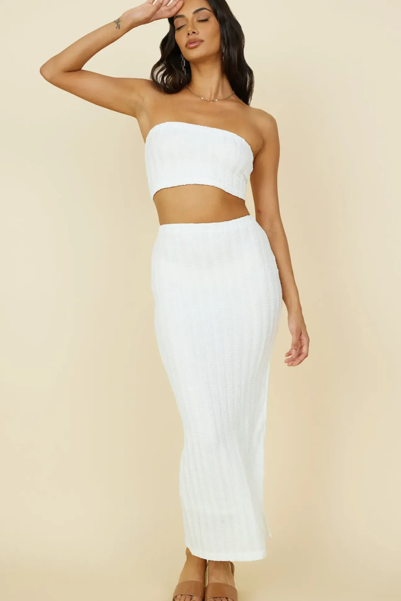 Poolside Adventure Maxi Skirt White
