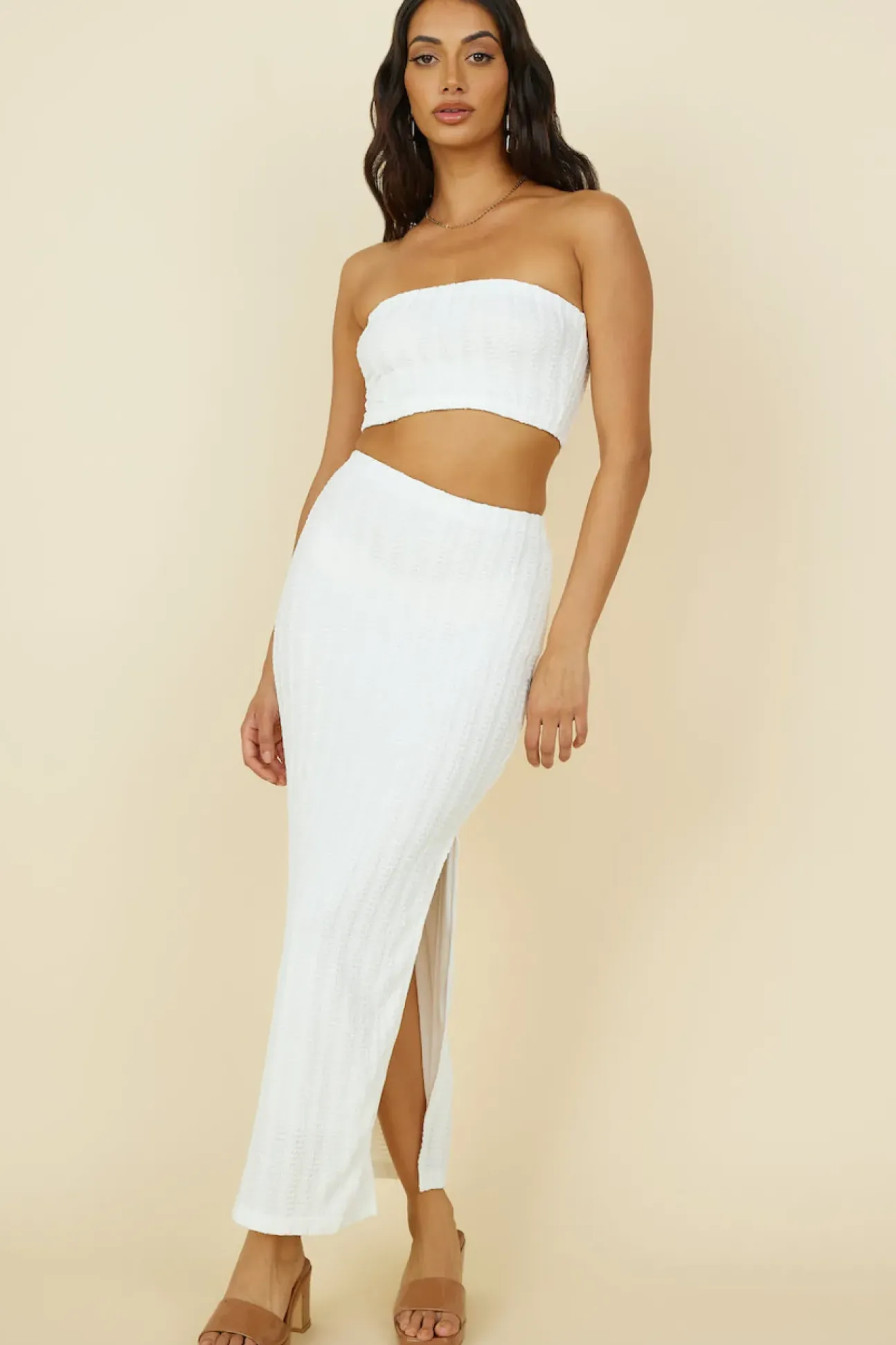 Poolside Adventure Maxi Skirt White