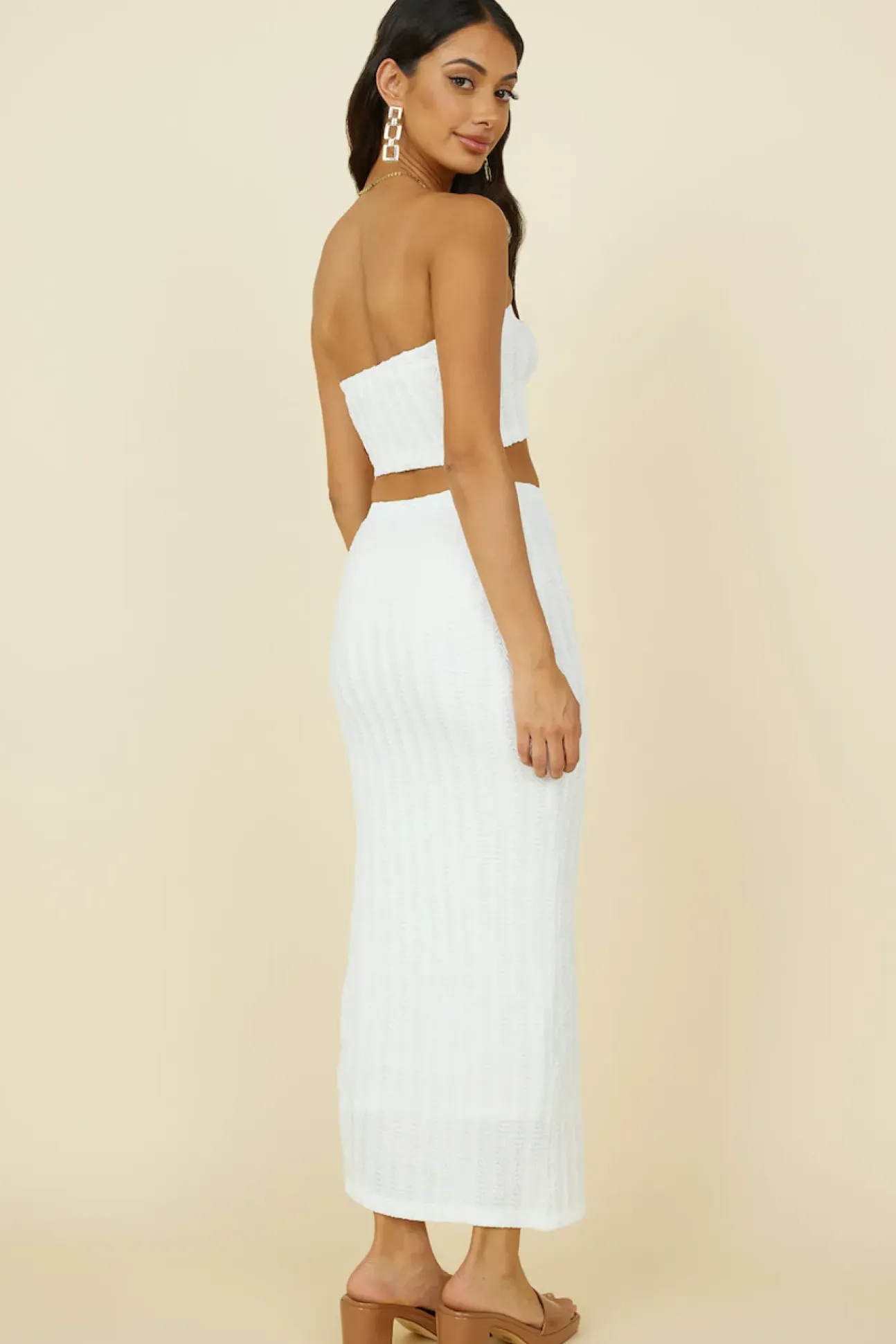 Poolside Adventure Maxi Skirt White