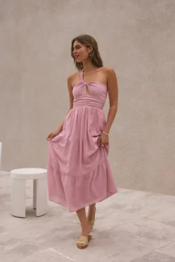 Pure Satisfaction One Shoulder Maxi Dress Pink