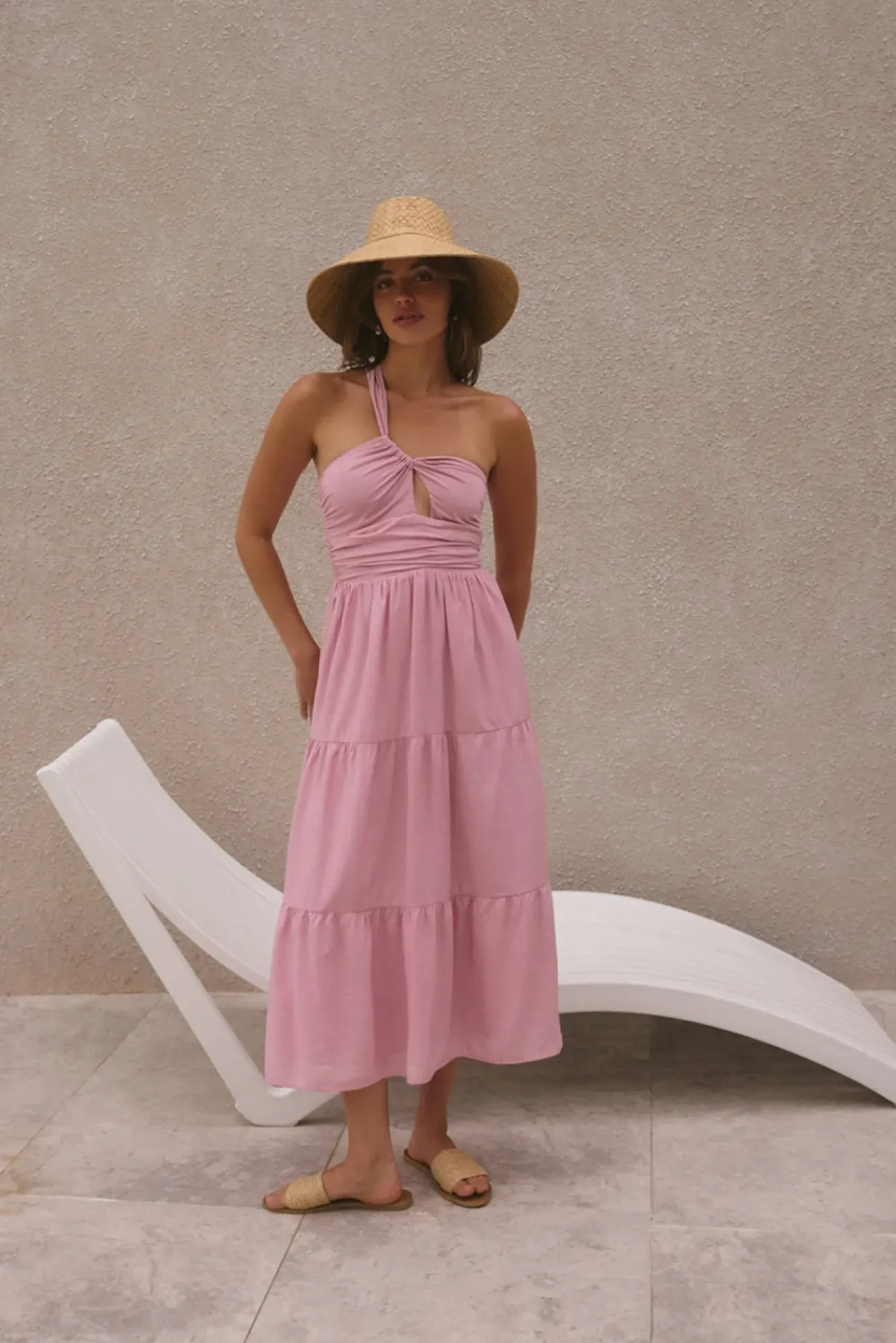 Pure Satisfaction One Shoulder Maxi Dress Pink