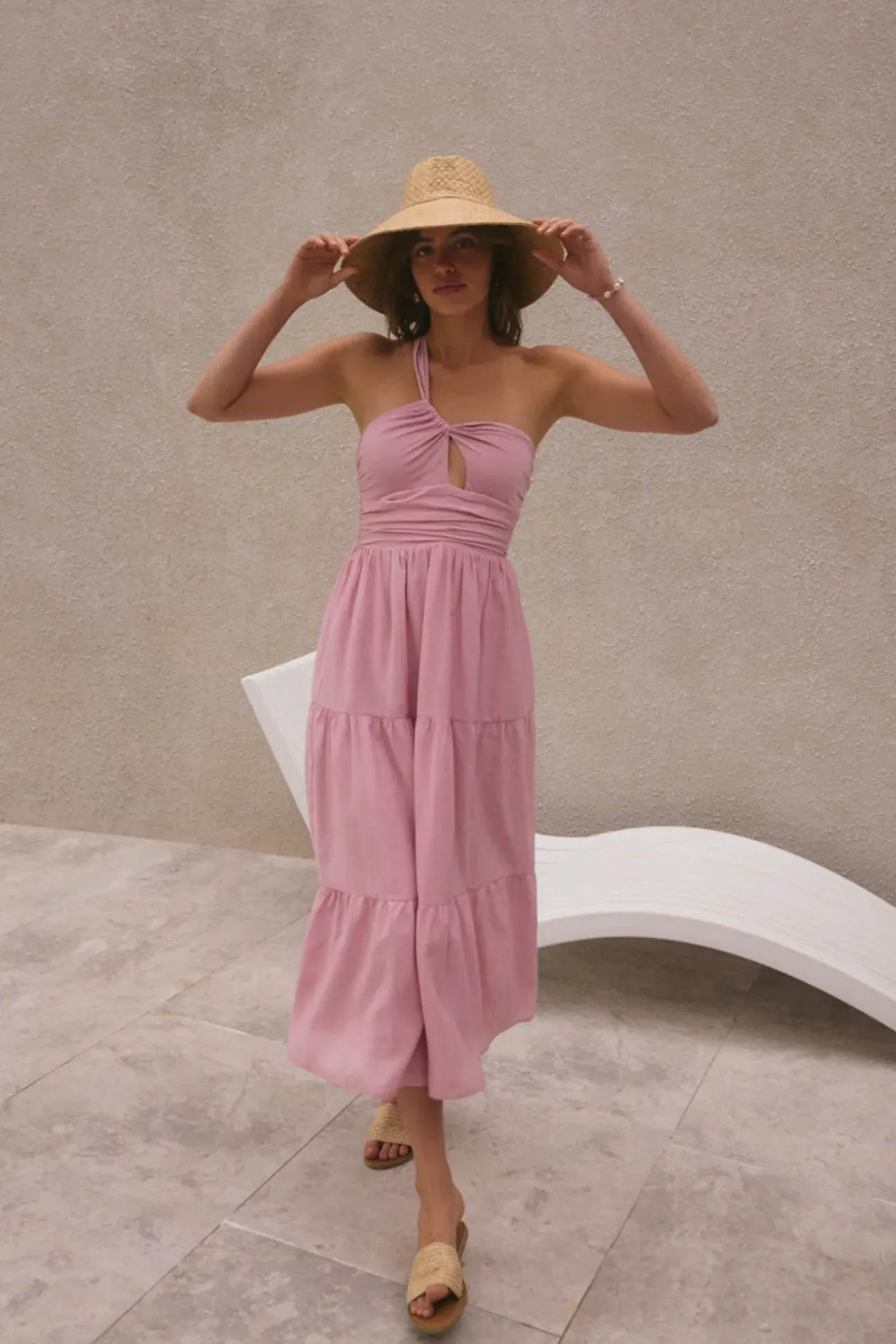 Pure Satisfaction One Shoulder Maxi Dress Pink