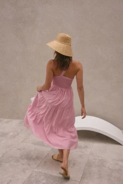 Pure Satisfaction One Shoulder Maxi Dress Pink