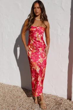 Raspberry Summers Maxi Dress Floral