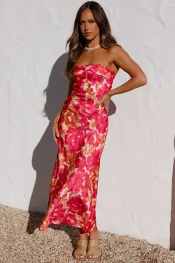 Raspberry Summers Maxi Dress Floral